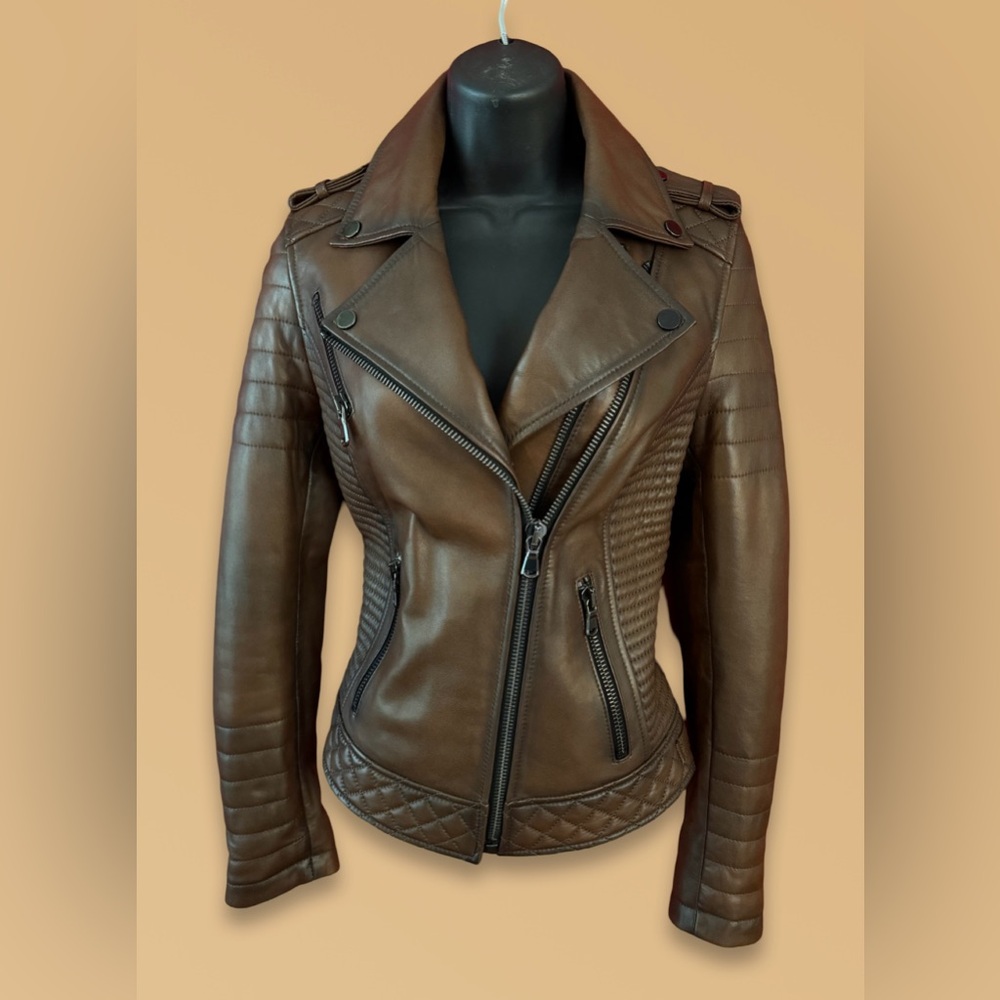 Leonardo Real Leather Brown Moto Jacket
